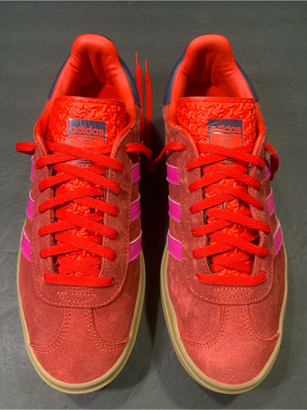 Adidas Gazelle Women’s Red Pink Blue Platform Suede Sneakers Shoe Size- 8.5 - Picture 4 of 9
